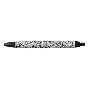Detailed Cartoon Line Drawing Shapes Illustration Black Ink Pen