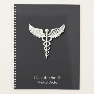 Detailed Clean White Caduceus Medical Anthracite Planner