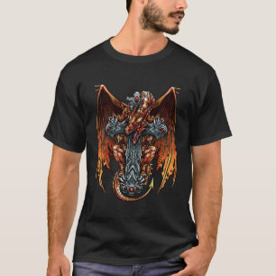 Detailed Dragon Cross Edgy Dragon Believer Cool Fa T-Shirt