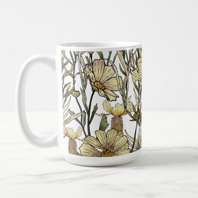 Detailed Floral Pattern Coffee Mug (Left)