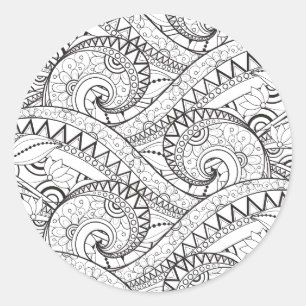Detailed Floral Pattern Doodle Classic Round Sticker