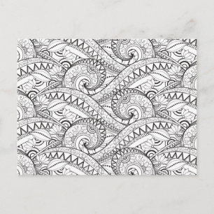 Detailed Floral Pattern Doodle Postcard