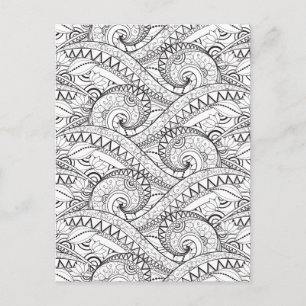 Detailed Floral Pattern Doodle Postcard