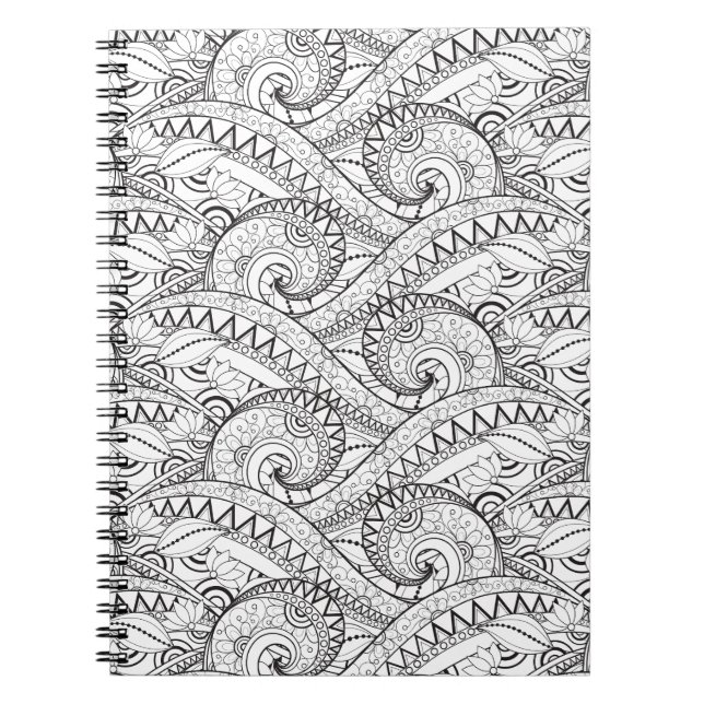 Detailed Floral Pattern Doodle Spiral Notebook (Front)