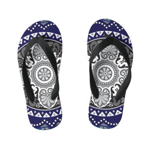 Detailed Floral Scarf Paisley Design Kid's Jandals