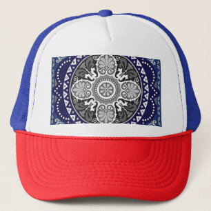Detailed Floral Scarf Paisley Design Trucker Hat