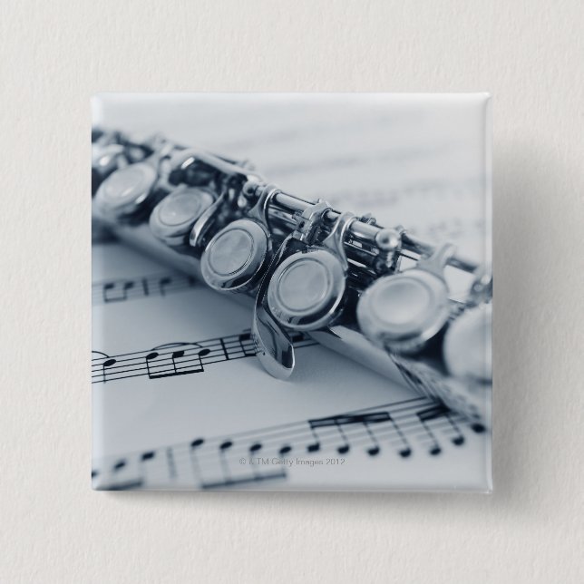 Detailed Flute 15 Cm Square Badge (Front)