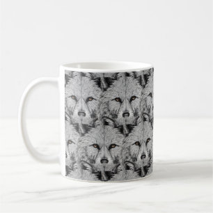 Detailed Gray Fox Portrait with Intense Gaze Coffee Mug
