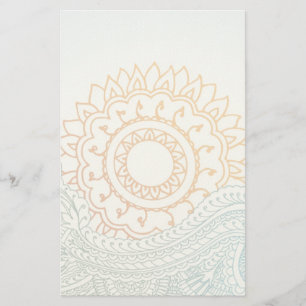 Detailed henna abstract sunrise stationery