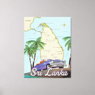 Detailed Illustrated map of Sri Lanka Canvas Print