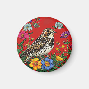 Detailed Illustration of a Thrush Bird Magnet