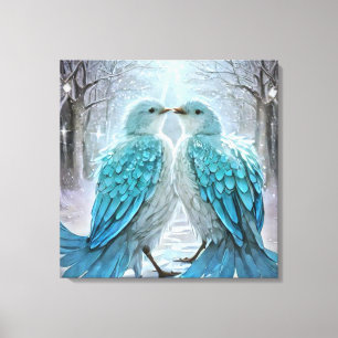 *~* Detailed Love Birds AP54 Art Winter Canvas Print