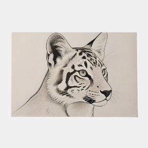 Detailed Lynx Portrait Line Art Doormat