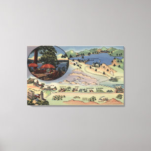 Detailed Map from LA to the Lake Canvas Print