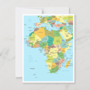 Detailed map of Africa Continent Postcard
