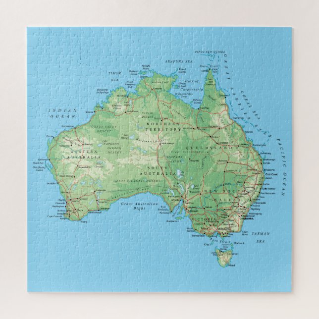 Detailed Map of Australia Jigsaw Puzzle (Vertical)
