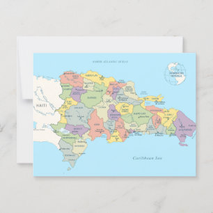 Detailed map of Dominican Republic Postcard