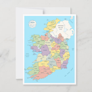 Detailed map of Ireland Postcard