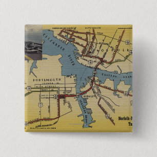 Detailed Map of Norfolk-Portsmouth Bridge Tunnel 15 Cm Square Badge