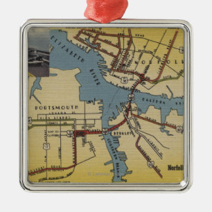 Detailed Map of Norfolk-Portsmouth Bridge Tunnel Metal Tree Decoration