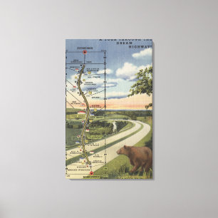 Detailed Map of the "Dream Highway" Canvas Print