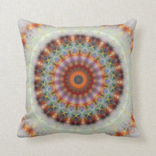 Detailed Natural Earth Mandala pillow cushion