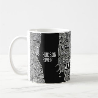 Detailed NYC new york city map black and white Coffee Mug