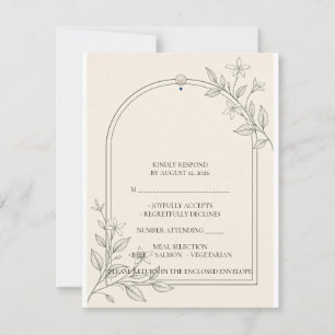 Detailed Olive Botanical Wedding RSVP Card