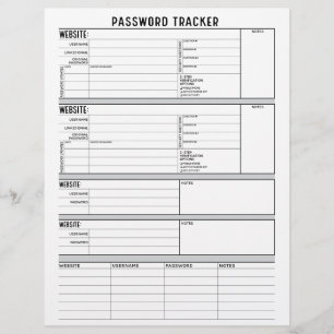 Detailed Password Tracker with 2-Step Verification Custom Letterhead