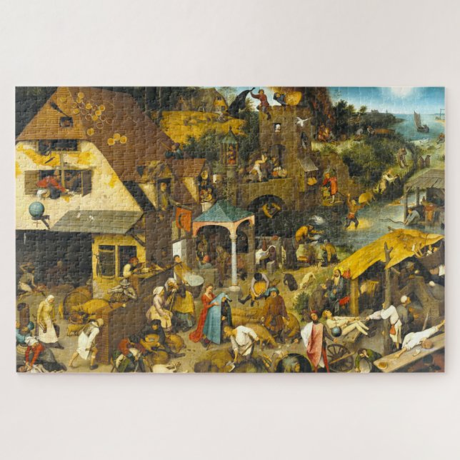 Detailed Pieter Brueghel "Dutch Proverbs" 1559, Jigsaw Puzzle (Horizontal)