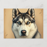 Detailed Portrait of a Siberian Husky with Vintage