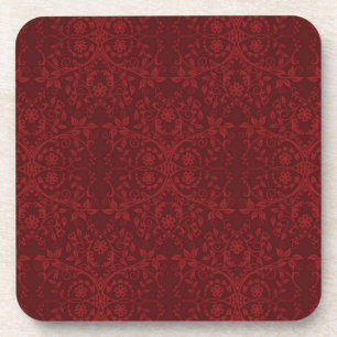Detailed Red Floral Wallpaper Coaster
