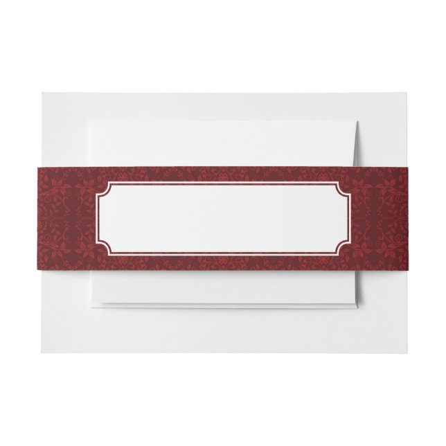 Detailed Red Floral Wallpaper Invitation Belly Band (Front Example)