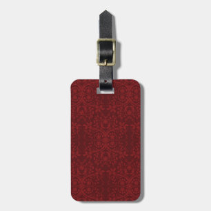 Detailed Red Floral Wallpaper Luggage Tag