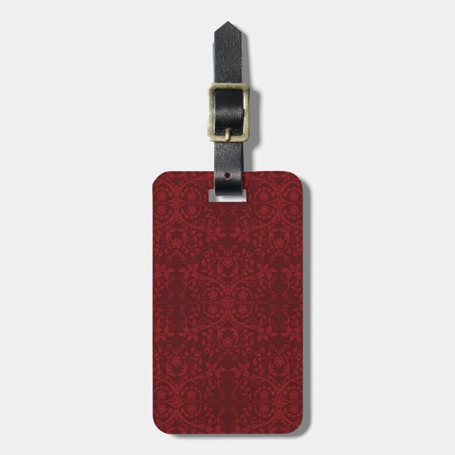 Detailed Red Floral Wallpaper Luggage Tag (Front Vertical)