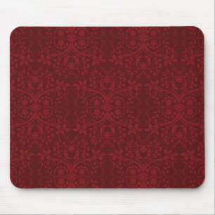 Detailed Red Floral Wallpaper Mouse Pad