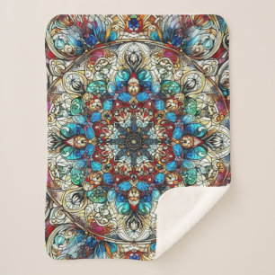 Detailed Stain Glass Design  Sherpa Blanket