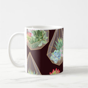 Detailed Succulent Cactus Seamless Pattern Coffee Mug