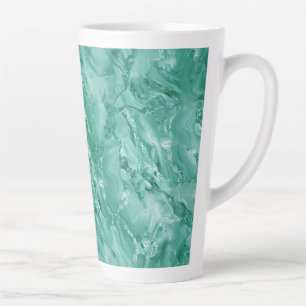 Detailed Swirling Marble-Like in Teal Green Latte Mug