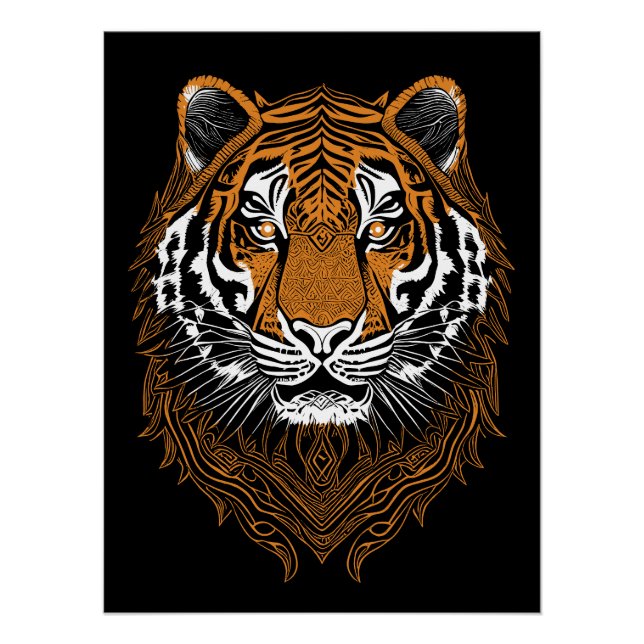Detailed Tiger Face Poster (Front)
