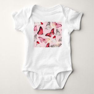 Detailed Tropical Butterfly: Vintage Pattern Baby Bodysuit