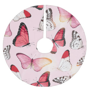 Detailed Tropical Butterfly: Vintage Pattern Brushed Polyester Tree Skirt