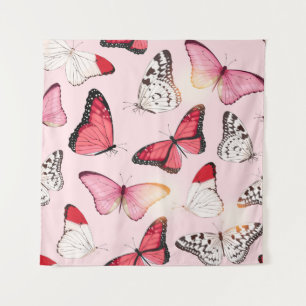 Detailed Tropical Butterfly: Vintage Pattern Tapestry