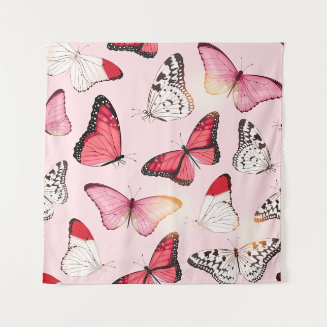 Detailed Tropical Butterfly: Vintage Pattern Tapestry (Front)