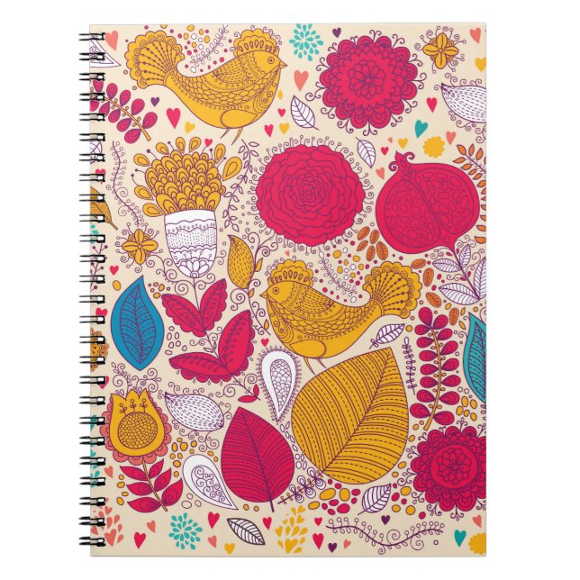 Detailed Vintage Floral Pattern Design Notebook (Front)