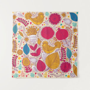 Detailed Vintage Floral Pattern Design Tapestry