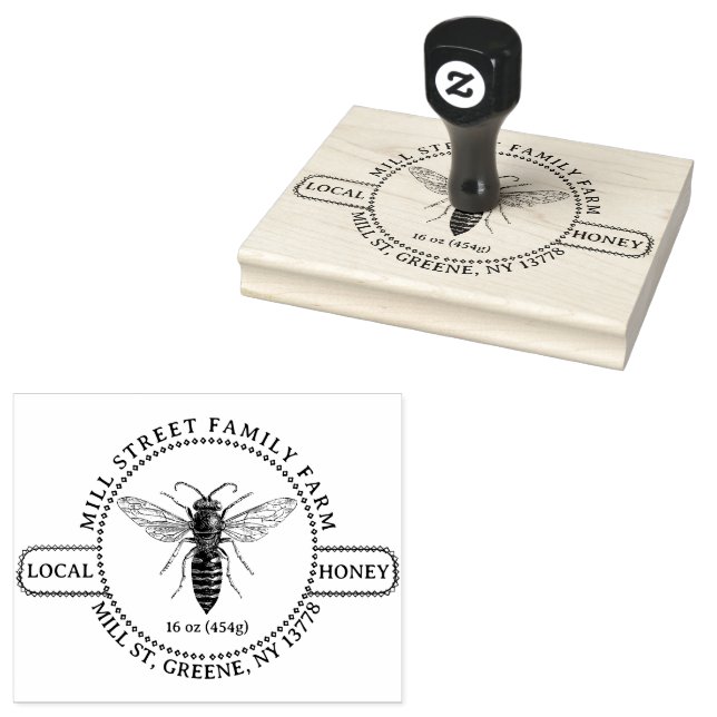 DETAILED VINTAGE QUEEN BEE ILLUSTRATION HONEY RUBBER STAMP (Stamped)