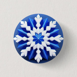Detailed White Snowflake Design 3 Cm Round Badge