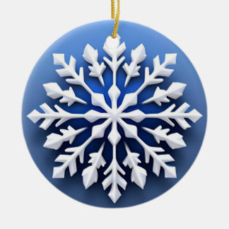 Detailed White Snowflake Design Ceramic Tree Decoration