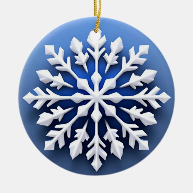 Detailed White Snowflake Design Ceramic Tree Decoration (Front)